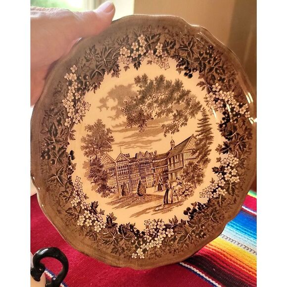 J&G Meakin Merrie England Cheshire Bramall Hall Plate VTG English Ironstone 9" - Picture 8 of 16